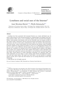 Loneliness and social uses of the Internet