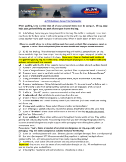 ALIVE Outdoors Canoe Trip Packing List When packing, keep in