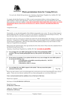 Photo permissions form for Young Drivers