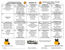 October Meals On Wheels Menu