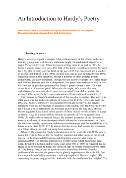 An Introduction to Hardy`s Poetry