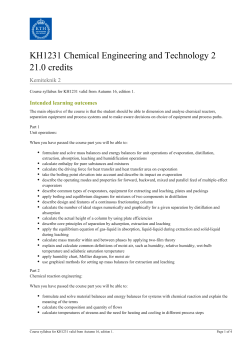 KTH | KH1231 Chemical Engineering and Technology 2 21.0 credits