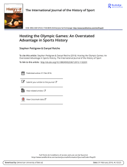 Hosting the Olympic Games: An Overstated Advantage in Sports
