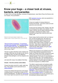Know your bugs &ndash; a closer look at viruses, bacteria, and parasites