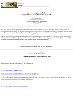 Laws and Languages in Qu&eacute;bec