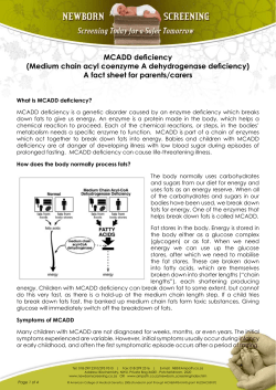 MCADD deficiency - Newborn Screening
