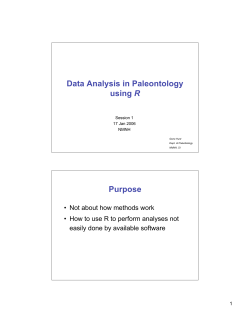 Data Analysis in Paleontology using R Purpose