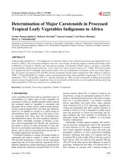 Determination of Major Carotenoids in Processed Tropical Leafy