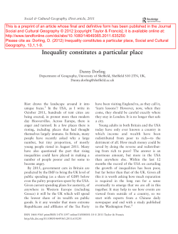 Inequality constitutes a particular place