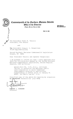 PL 2-13 - CNMI Law