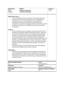 Recommended Semester: Cycle: Literature: Lecturer: Repeatable
