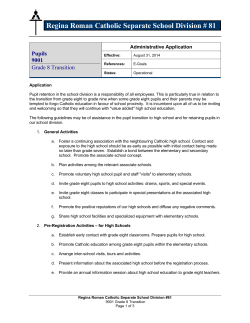 Grade 8 Transition - Regina Catholic School Division
