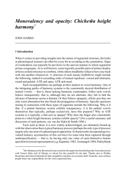 Monovalency and opacity: Chichewa height harmony