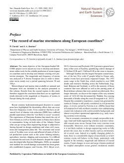 Preface &ldquo;The record of marine storminess along European coastlines&rdquo;