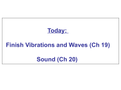 Today: Finish Vibrations and Waves (Ch 19) Sound (Ch 20)