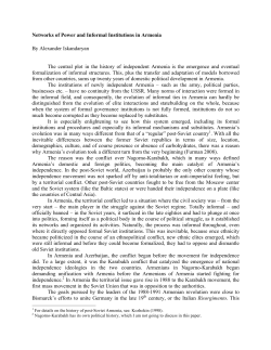 Networks of Power and Informal Institutions in Armenia By