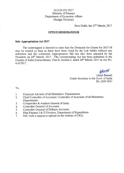 New Delhi, the}7h March, 2017 Sub: Appropriation Act 2017