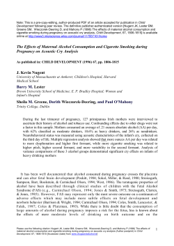 The Effects of Maternal Alcohol Consumption and Cigarette