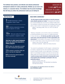 ASSOCIATE IN CLAIMS (AICTM) AND ASSOCIATE IN CLAIMS