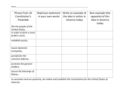 Phrase from US Constitution`s Preamble Rephrase statement in your