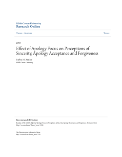 Effect of Apology Focus on Perceptions of Sincerity, Apology