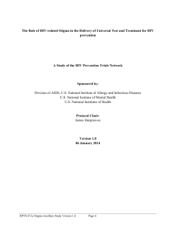HPTN 071 Stigma Substudy - The HIV Prevention Trials Network