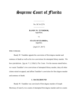 Randy W. Tundidor v The State of Florida