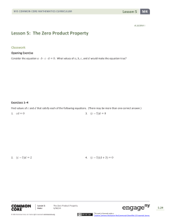 Lesson 5: The Zero Product Property