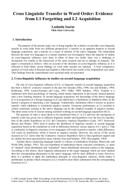 Cross Linguistic Transfer in Word Order