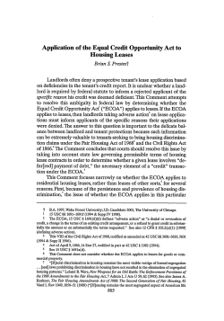 Application of the Equal Credit Opportunity Act to Housing Leases