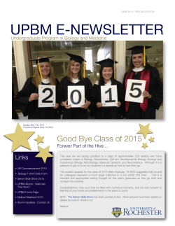 upbm e-newsletter - School of Arts and Sciences