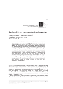 Sherlock Holmes &ndash; an expert`s view of expertise