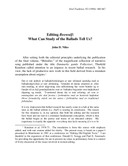 ORAL TRADITION 9.2 - Editing Beowulf: What Can Study of the