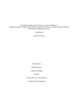 Reaching the tipping point of force in counter proliferation: Exploring
