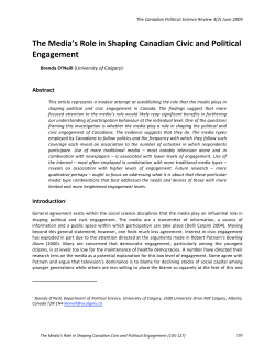 The Media`s Role in Shaping Canadian Civic and Political