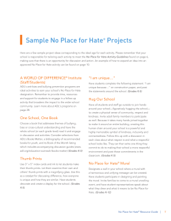 Sample No Place for Hate&reg; Projects