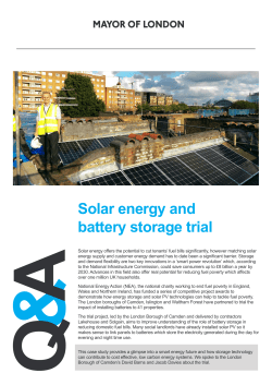 Solar energy and battery storage trial