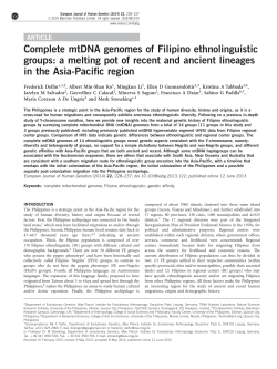 Complete mtDNA genomes of Filipino ethnolinguistic groups