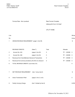 MISO 4 FERC Electric Tariff Rate Formula Template