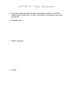 Life of Pi Topic Sentences Revision Activity