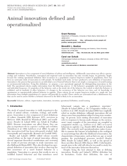 Animal innovation defined and operationalized
