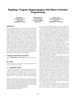 RopSteg: Program Steganography with Return Oriented Programming