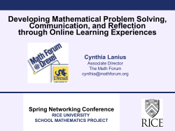 Developing Mathematical Problem Solving, Communication, and