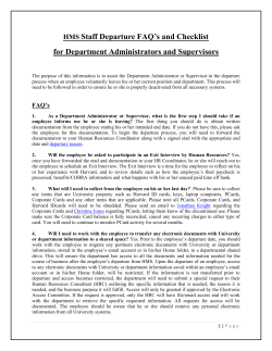 HMS Staff Departure FAQ`s and Checklist for Department