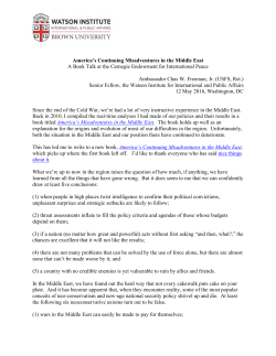 America`s Continuing Misadventures in the Middle East A Book Talk