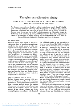 Thoughts on radiocarbon dating