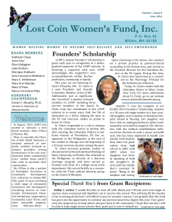 Founders` Scholarship - Lost Coin Women`s Fund, Inc