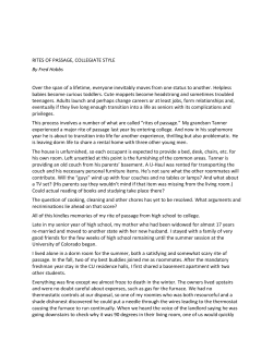 RITES OF PASSAGE, COLLEGIATE STYLE By Fred Hobbs Over the
