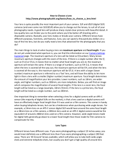 How to Choose a Lens http://www.photography101.org/basics