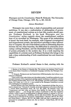 Review of Watergate and the Constitution by Philip B. Kurland